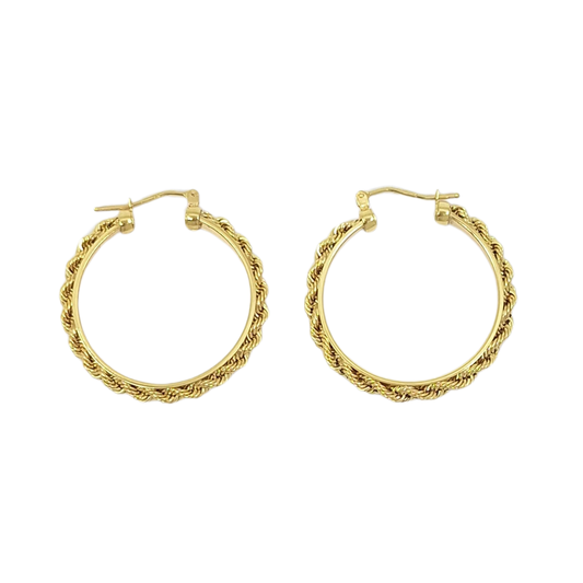 9ct Yellow Gold Rope Hoop Earrings