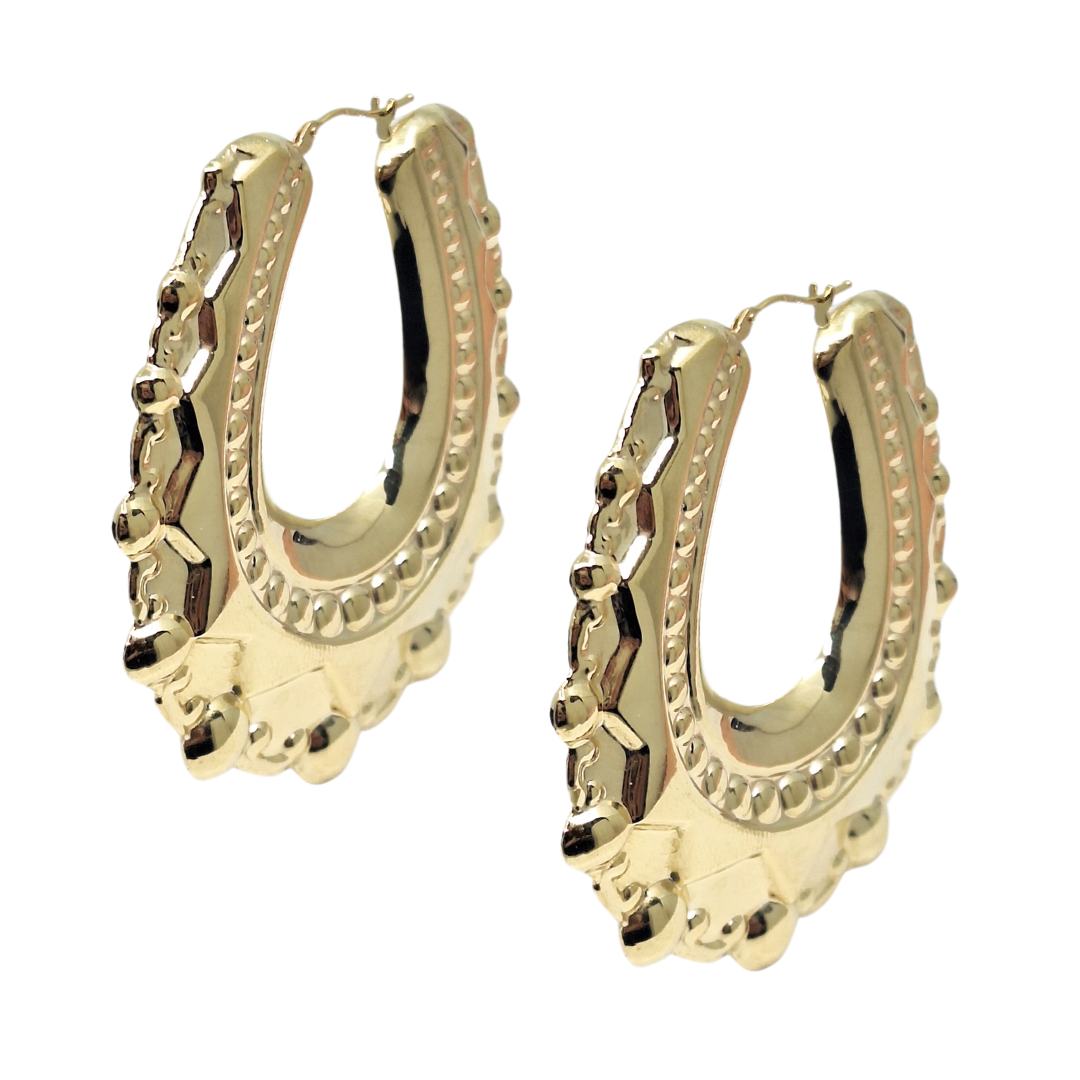 9ct Yellow Gold Large Creole Hoop Earrings