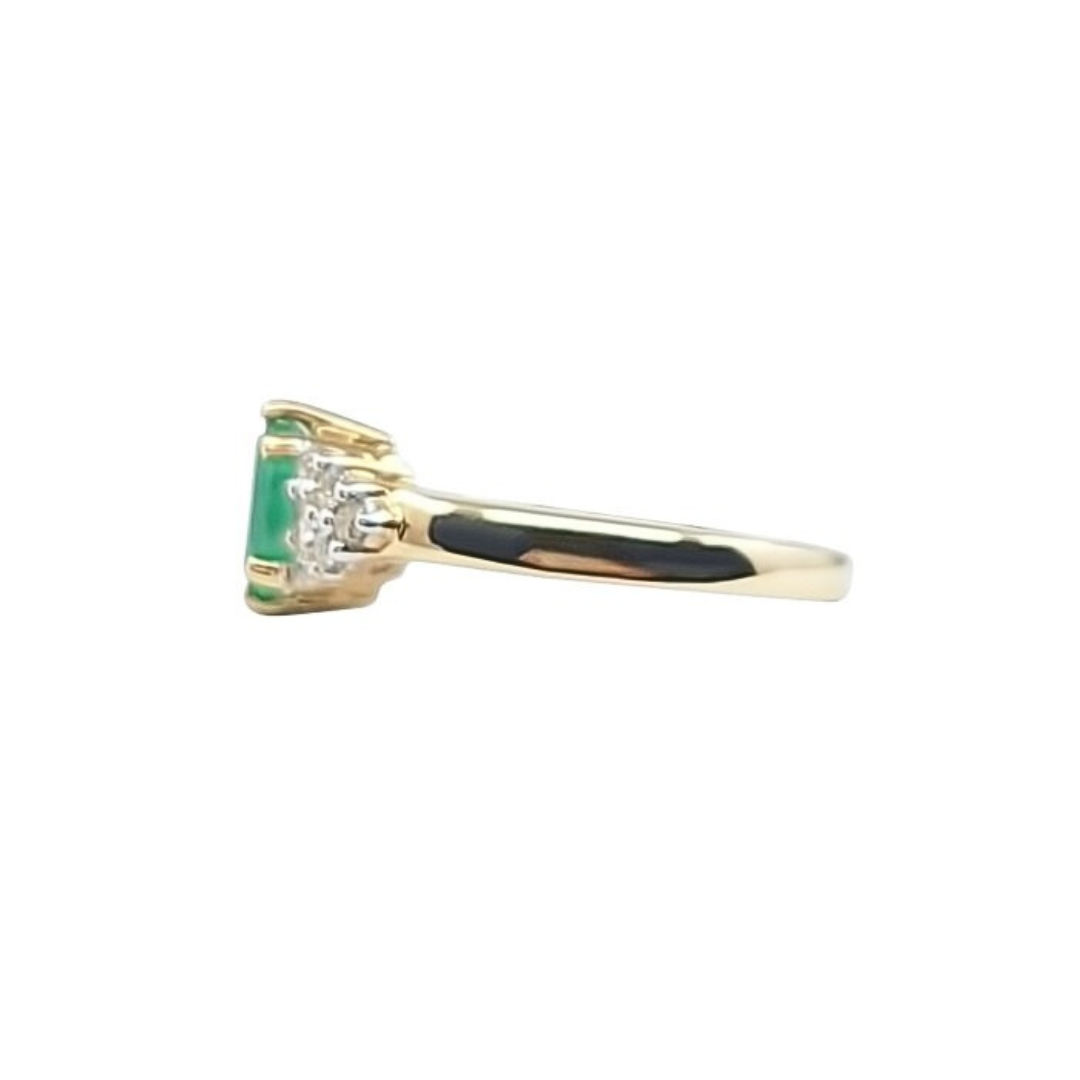 9ct Yellow Gold Emerald & Diamond Ring