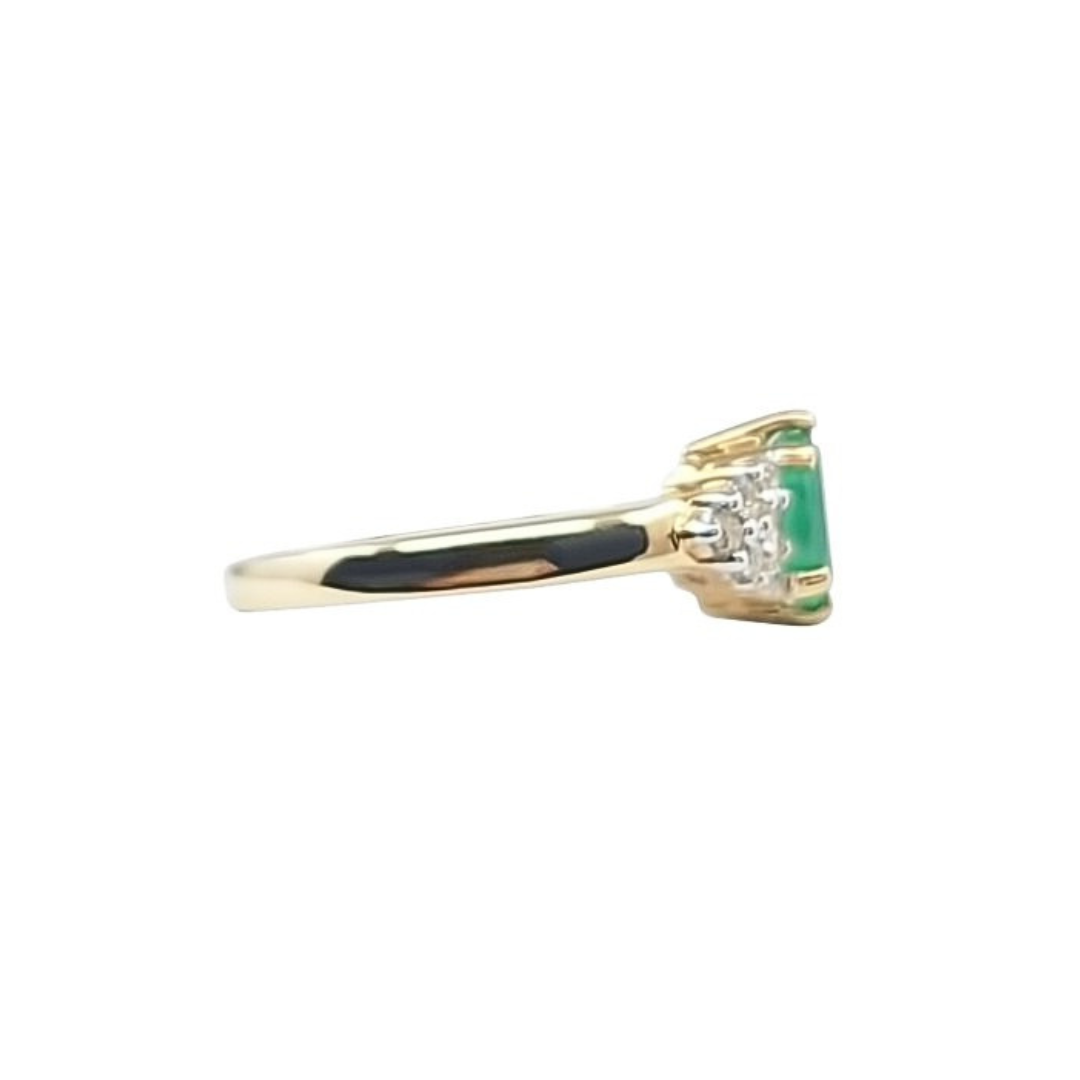 9ct Yellow Gold Emerald & Diamond Ring