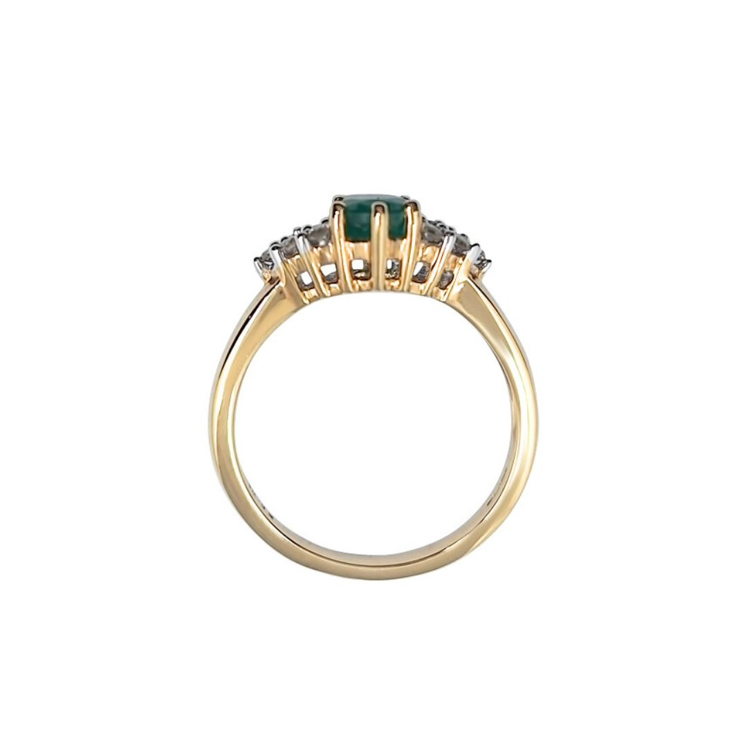 9ct Yellow Gold Emerald & Diamond Ring