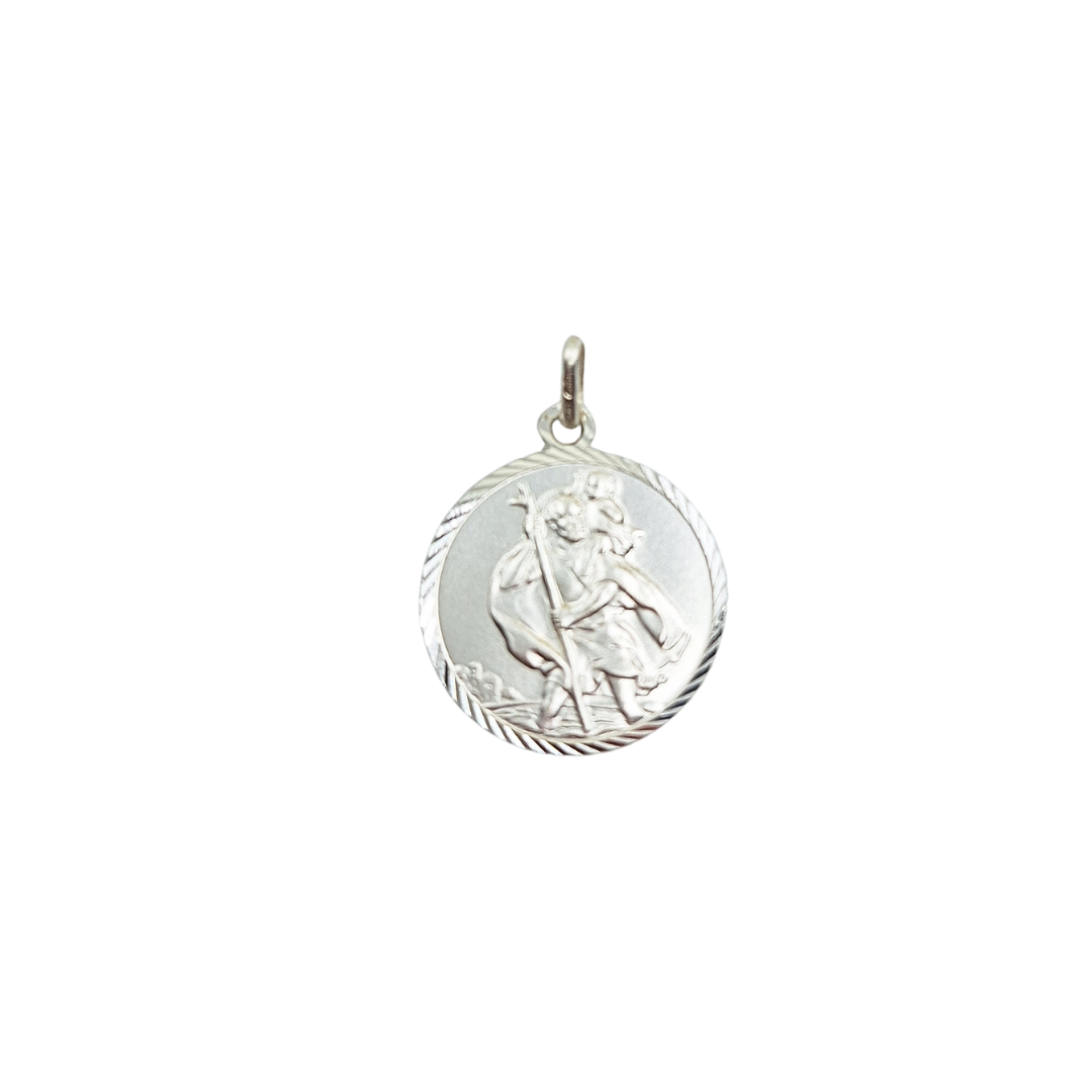 Silver Round St Christopher Pendant