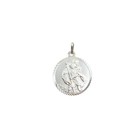 Silver Round St Christopher Pendant