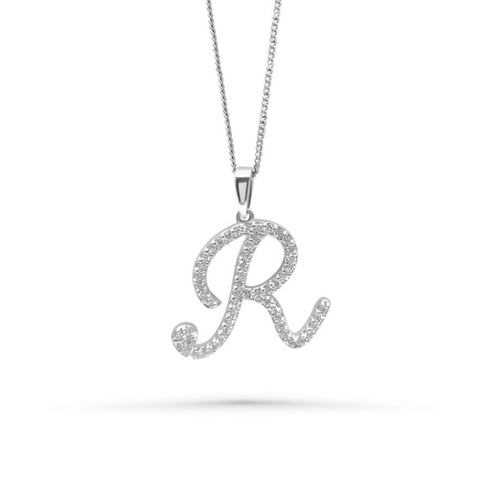 White Gold & Ethical Diamond Initial R Pendant