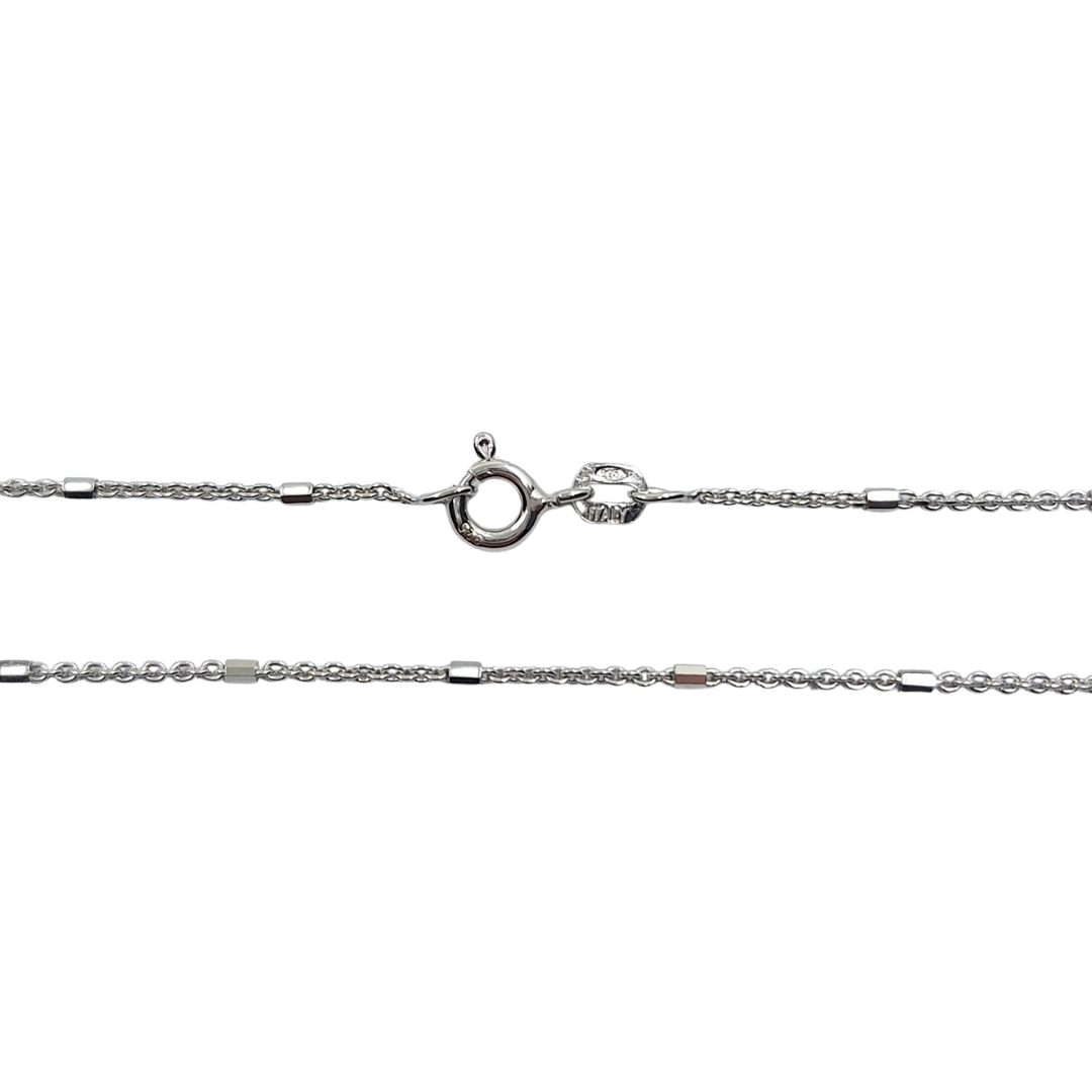 Silver 1.3mm Cable & Bar Chain 16"