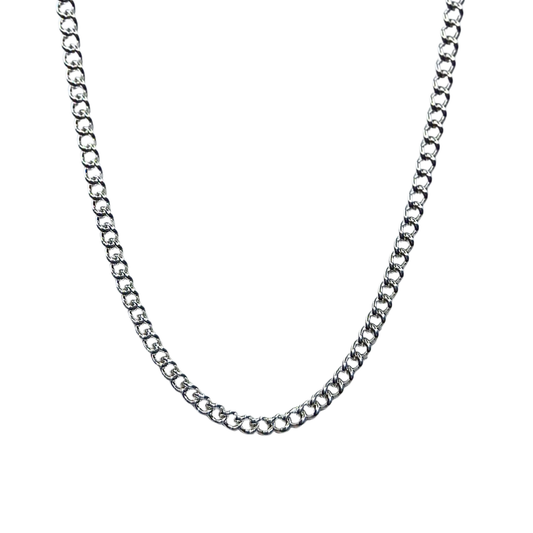 Silver 3.8mm Hollow Curb Chain 20"