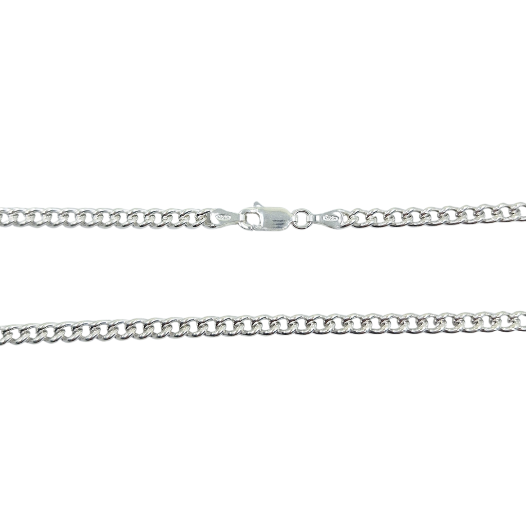 Silver 3.8mm Hollow Curb Chain 18"
