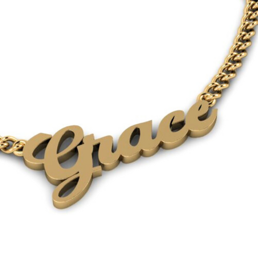 9ct Gold Personalised Name Necklace - Script