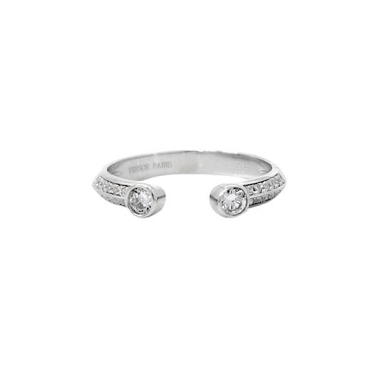 Tresor Paris Silver White Crystal Torque Ring