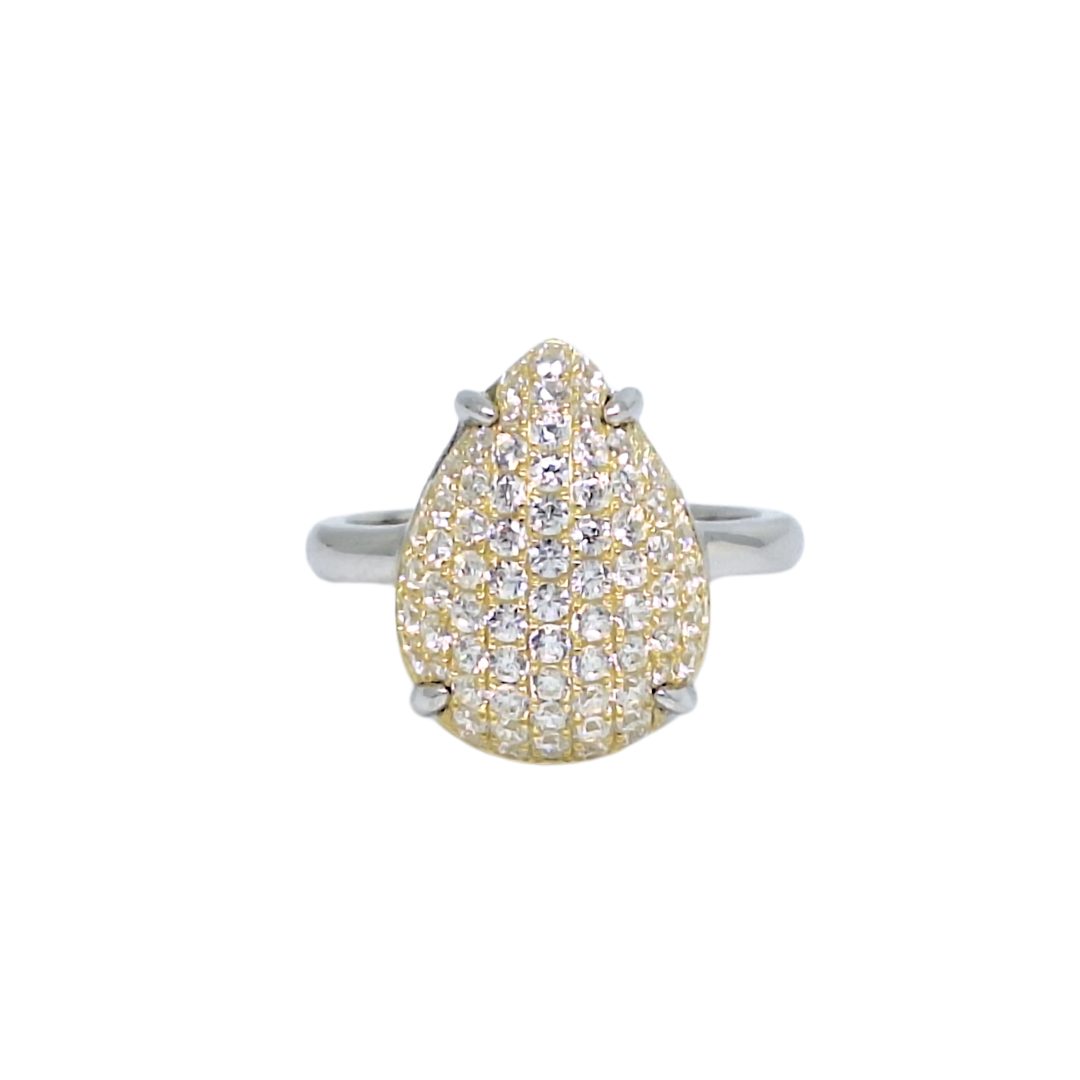 Tresor Paris Silver & Gold Colour White Crystal Ring