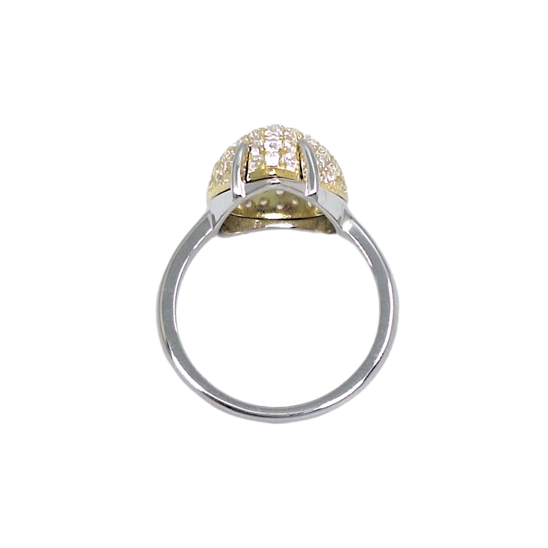 Tresor Paris Silver & Gold Colour White Crystal Ring