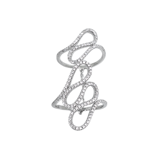 Tresor Paris Silver White Crystal Double Loop Ring