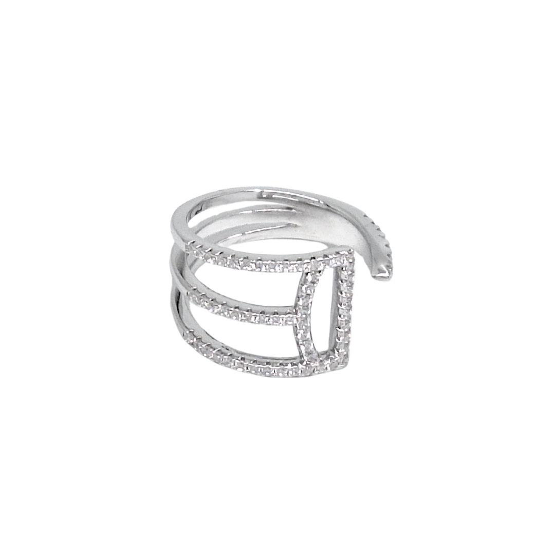 Tresor Paris Silver & Crystal Wrap-Around Ring