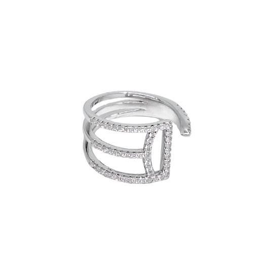 Tresor Paris Silver & Crystal Wrap-Around Ring