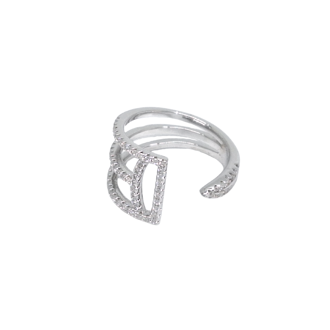 Tresor Paris Silver & Crystal Wrap-Around Ring