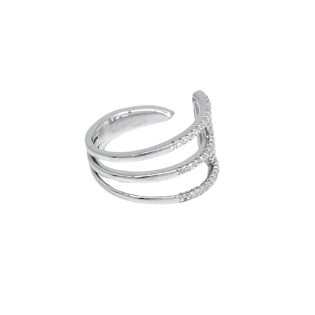Tresor Paris Silver & Crystal Wrap-Around Ring
