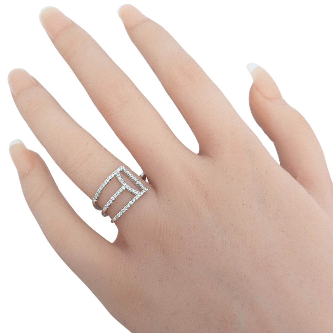 Tresor Paris Silver & Crystal Wrap-Around Ring