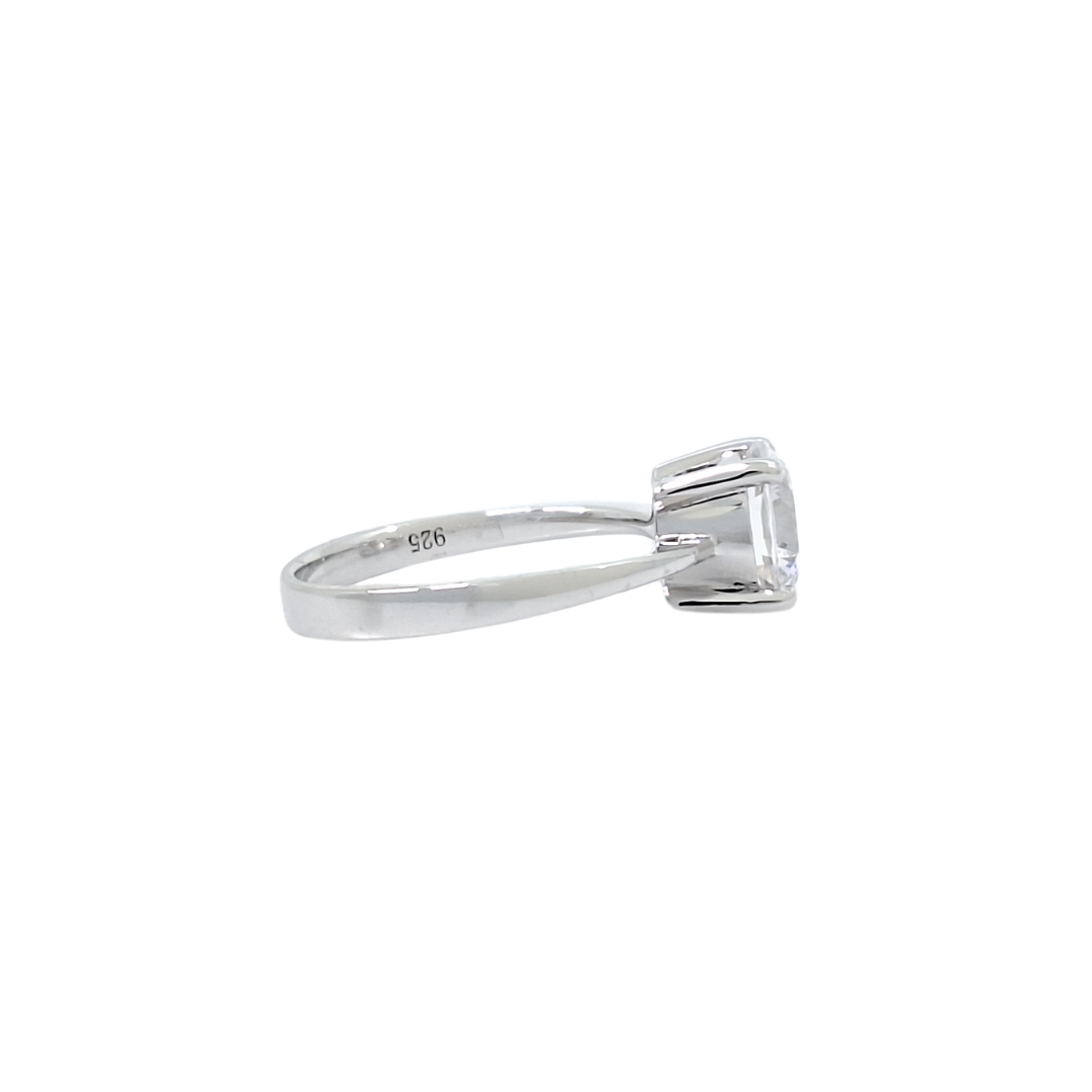 Tresor Paris Silver White Crystal Solitaire Ring