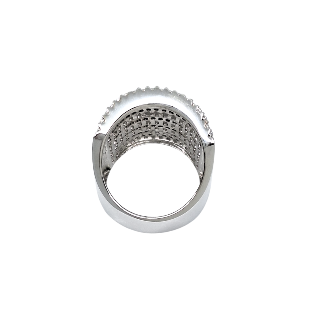 Tresor Paris Silver & White Crystal Wide Band Ring