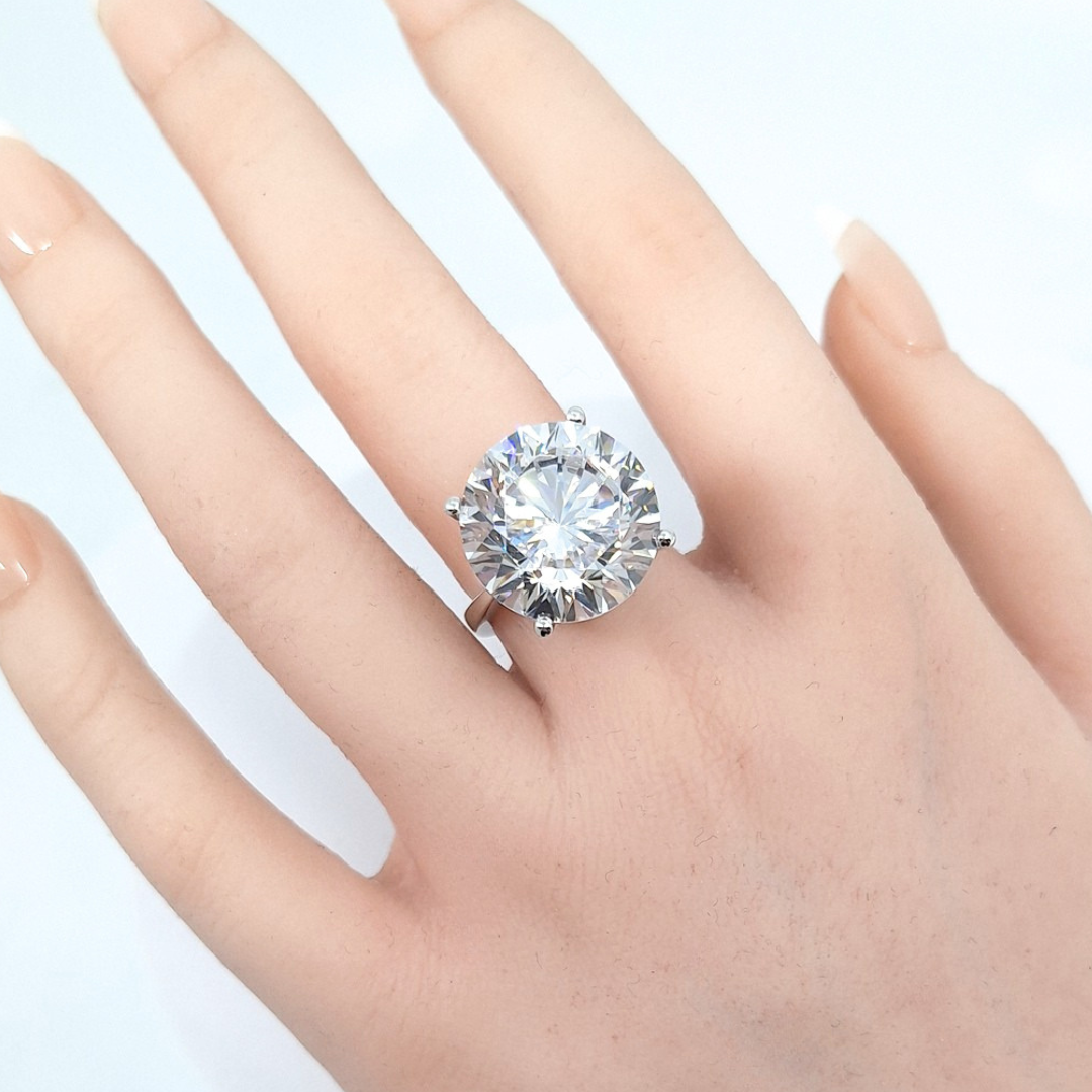 Tresor Paris Silver Large White Crystal Solitaire Ring