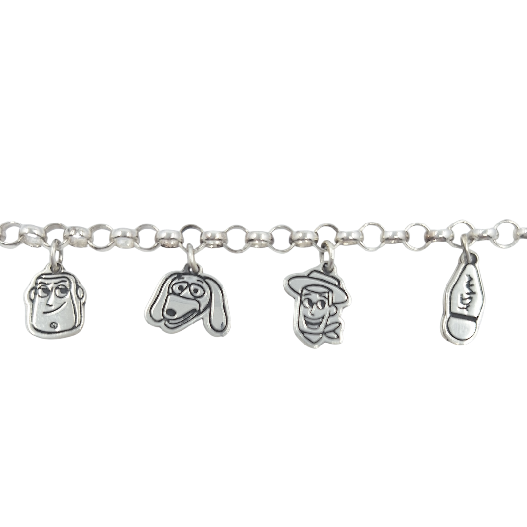 Sterling Silver Toy Themed Charm Bracelet