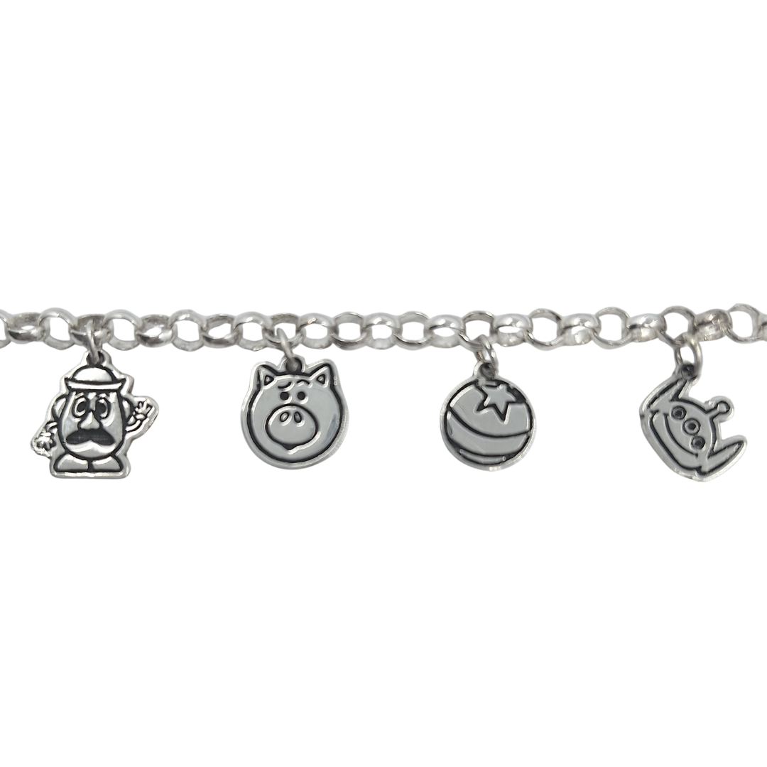 Sterling Silver Toy Themed Charm Bracelet