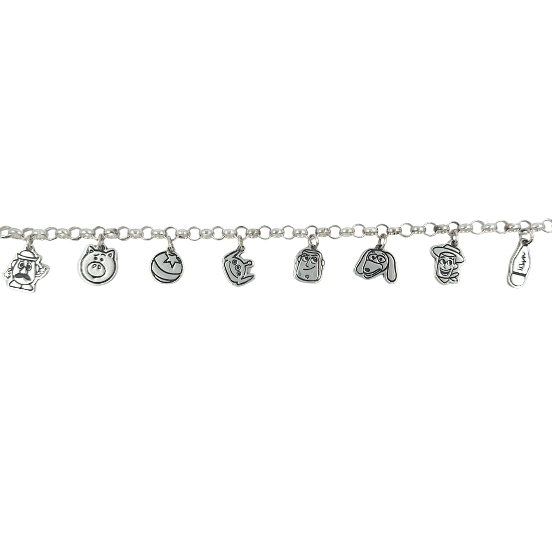 Sterling Silver Toy Themed Charm Bracelet