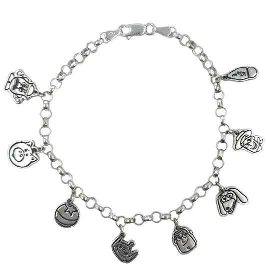 Sterling Silver Toy Themed Charm Bracelet