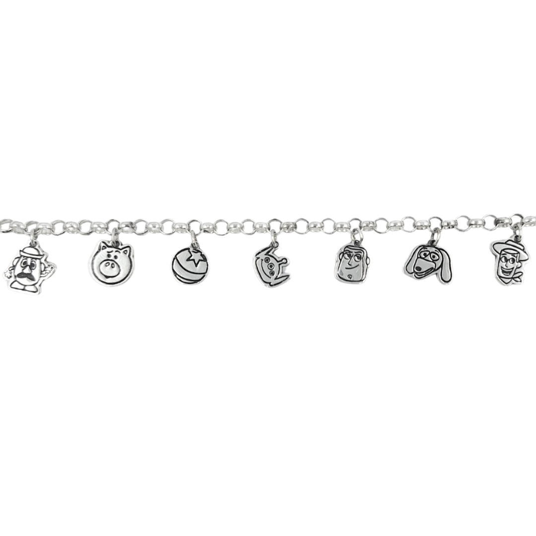 Sterling Silver Toy Themed Charm Bracelet