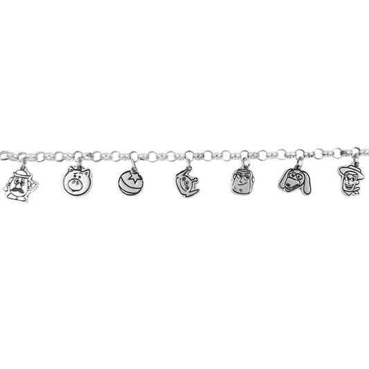 Sterling Silver Toy Themed Charm Bracelet
