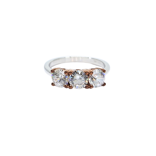 Tresor Paris Silver & Rose Three Stone Crystal Ring