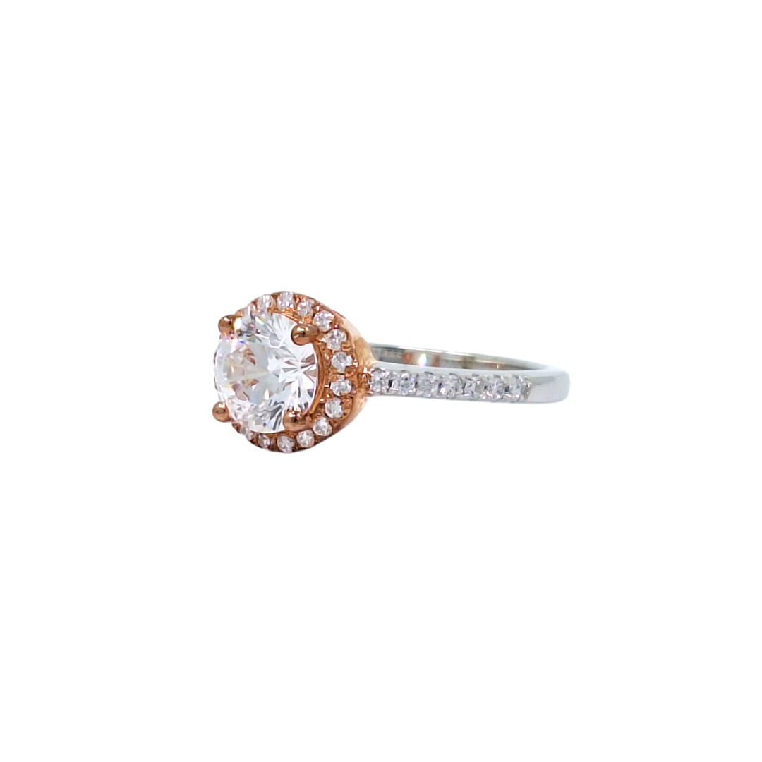 Tresor Paris Silver & Rose White Crystal Halo Ring