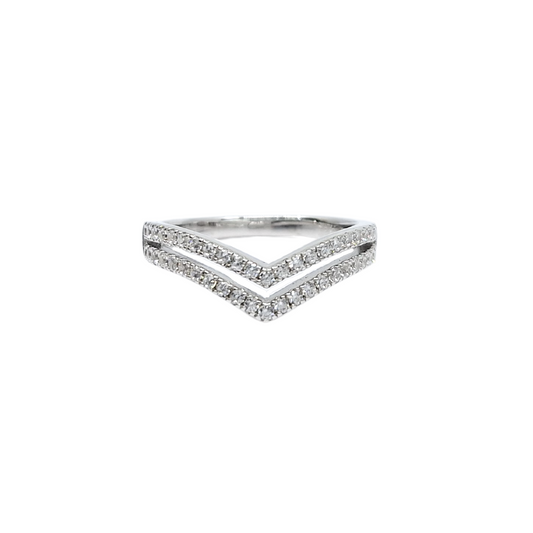 Tresor Paris Silver & Crystal Double Wishbone Ring
