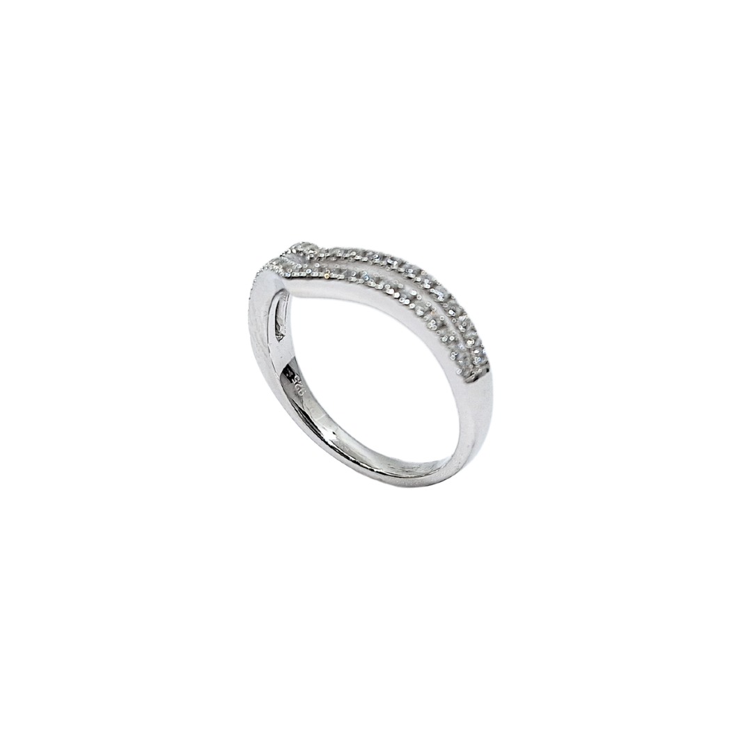 Tresor Paris Silver & Crystal Double Wishbone Ring