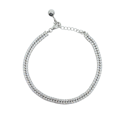 Tresor Paris Silver & Crystal Double Tennis Bracelet