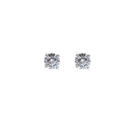 Tresor Paris Silver White Crystal Solitaire Earrings