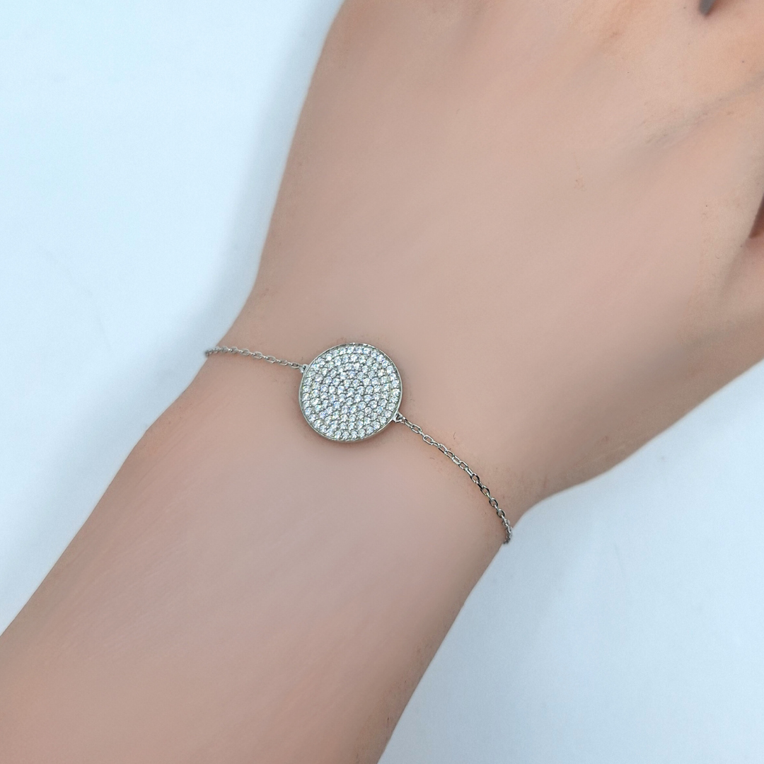 Tresor Paris Silver & Crystal Disc Bracelet