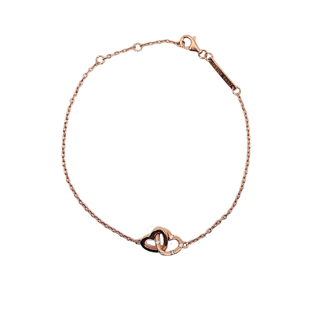 Tresor Paris Rose Colour Double Heart Bracelet