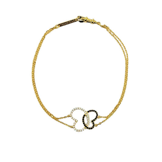 Tresor Paris Double Crystal Heart Bracelet