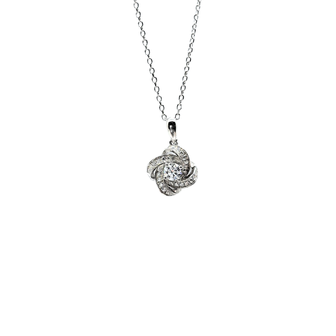 Tresor Paris Silver White Crystal Knot Necklace