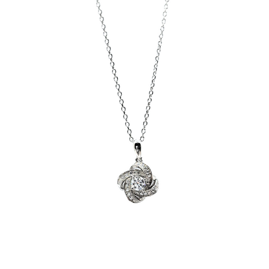 Tresor Paris Silver White Crystal Knot Necklace