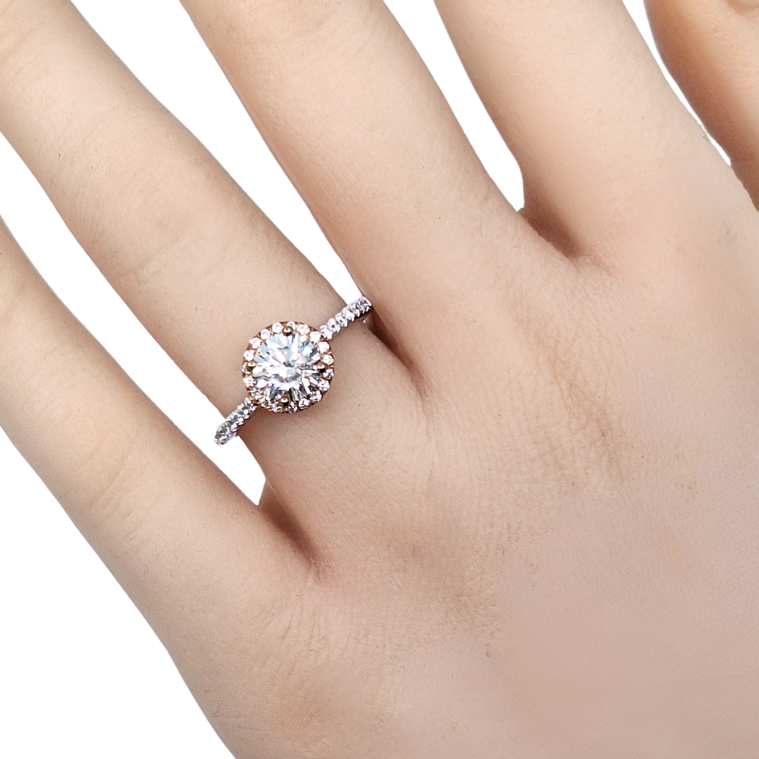 Tresor Paris Silver & Rose White Crystal Halo Ring