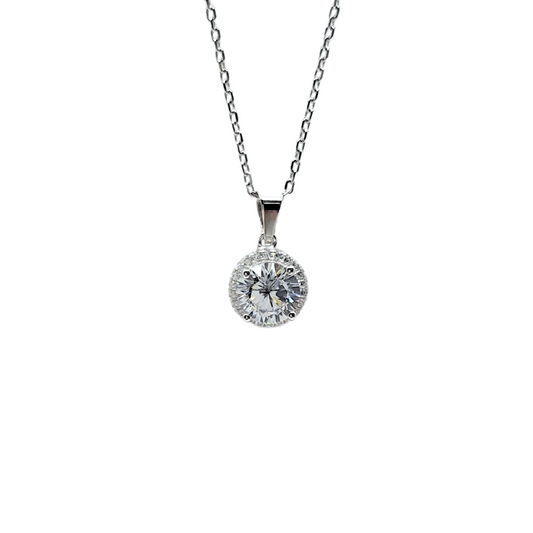 Tresor Paris Silver White Crystal Halo Necklace