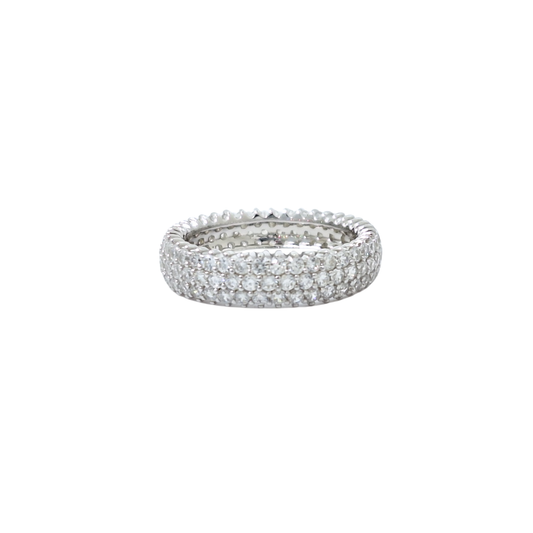 Tresor Paris Silver & White Crystal Band Ring