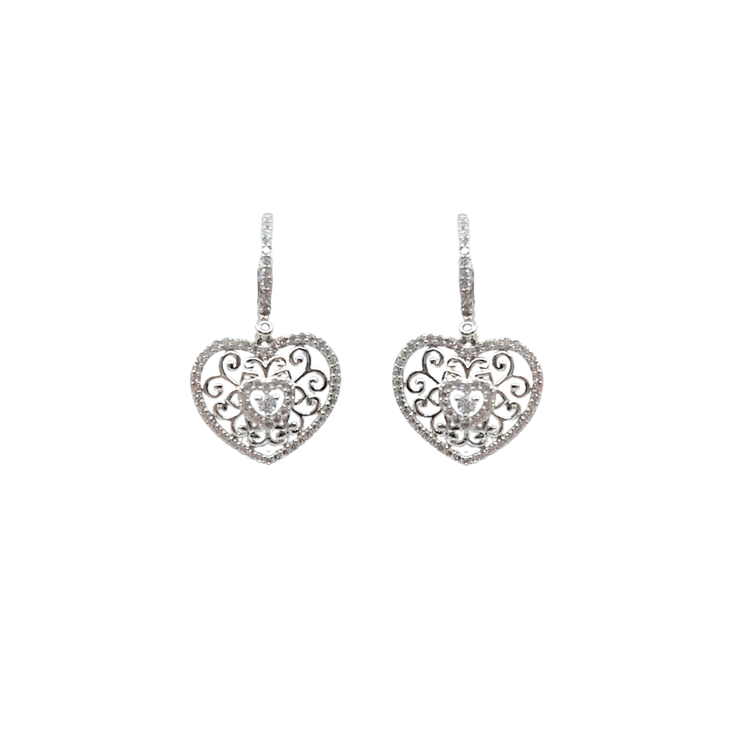 Tresor Paris Silver & White Crystal Filigree Heart Bundle