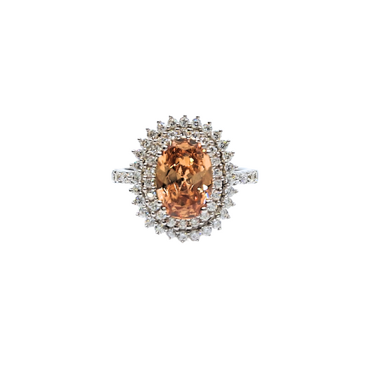 Tresor Paris White & Orange Crystal Cluster Ring