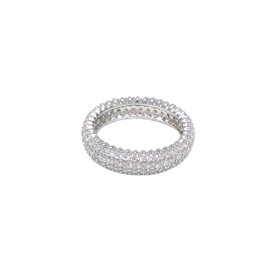Tresor Paris Silver & White Crystal Band Ring