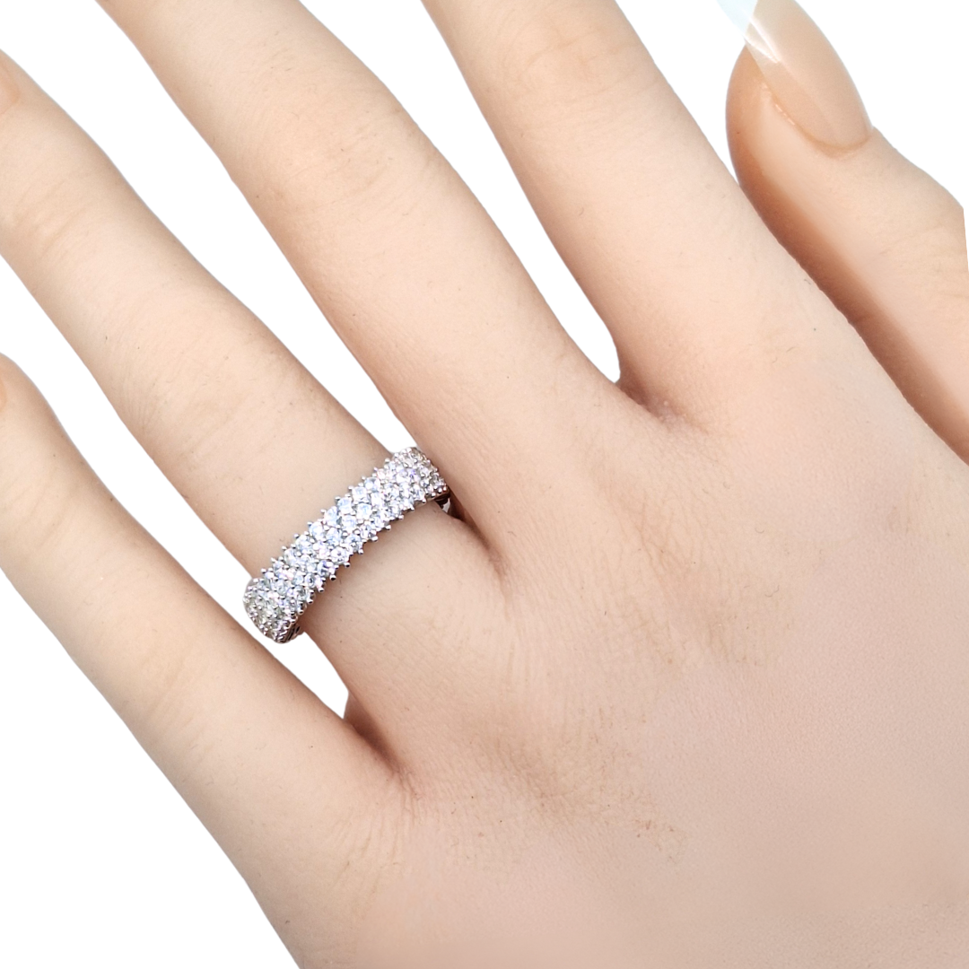 Tresor Paris Silver & White Crystal Band Ring