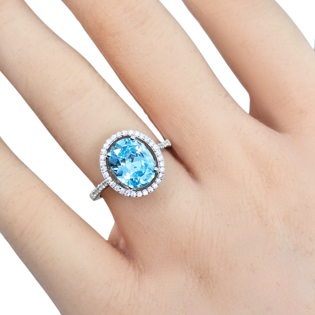 Tresor Paris White & Blue Crystal Cluster Ring