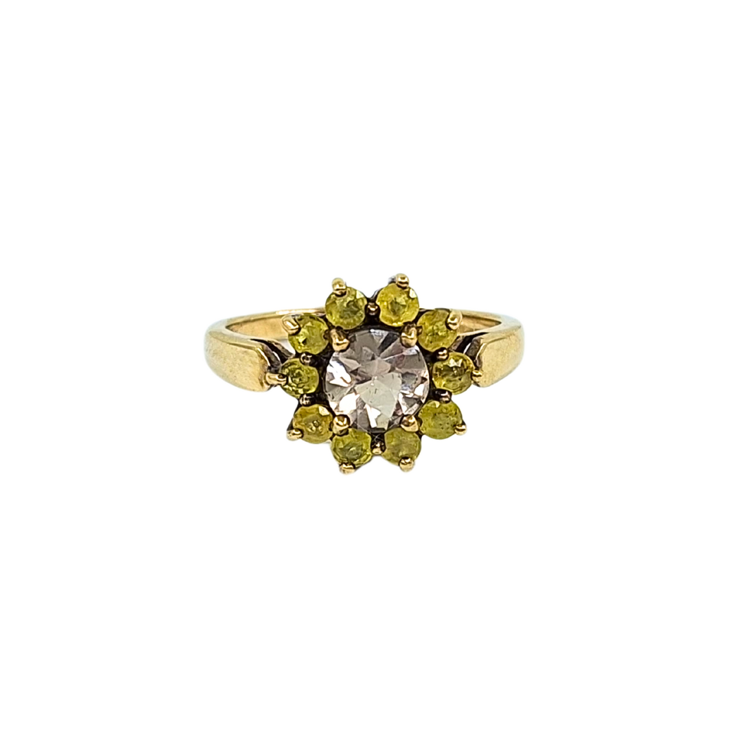 9ct Yellow Gold Quartz Cluster Ring